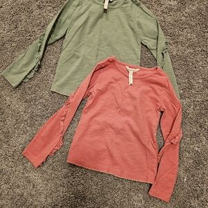 Matilda Jane Long Sleeve Tees - Green and Pink